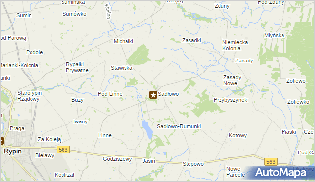 mapa Sadłowo gmina Rypin, Sadłowo gmina Rypin na mapie Targeo