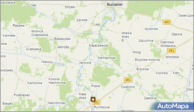 mapa Siemiechów gmina Widawa, Siemiechów gmina Widawa na mapie Targeo