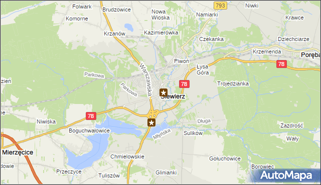 mapa Siewierz, Siewierz na mapie Targeo