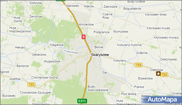 mapa Skaryszew, Skaryszew na mapie Targeo