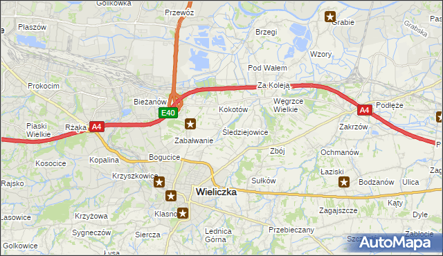 mapa Śledziejowice, Śledziejowice na mapie Targeo