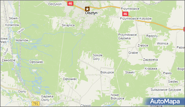 mapa Sokole Góry, Sokole Góry na mapie Targeo