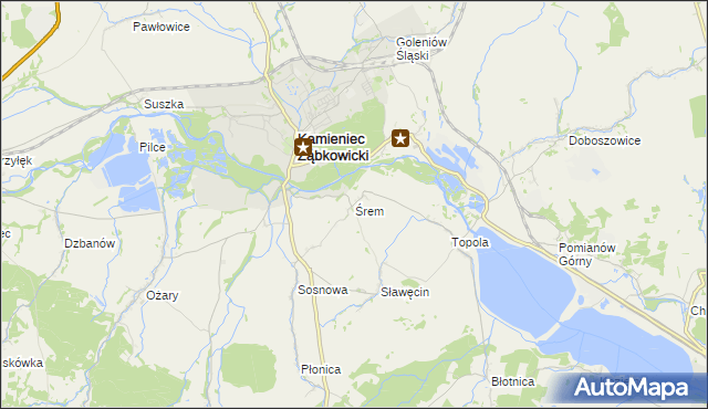 mapa Śrem gmina Kamieniec Ząbkowicki, Śrem gmina Kamieniec Ząbkowicki na mapie Targeo