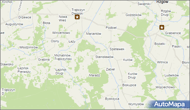 mapa Stanisławów gmina Zagórów, Stanisławów gmina Zagórów na mapie Targeo