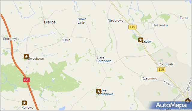 mapa Stare Chrapowo, Stare Chrapowo na mapie Targeo