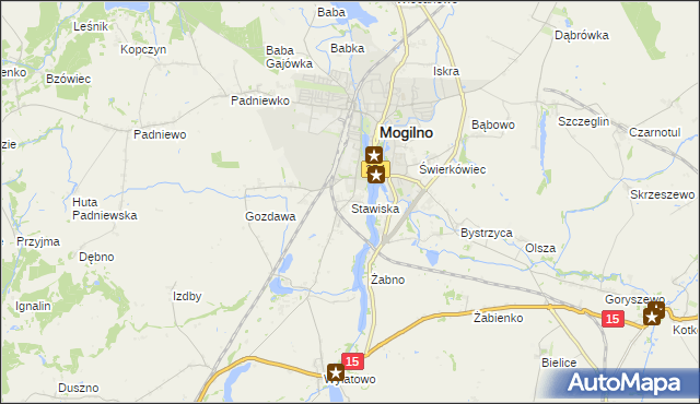mapa Stawiska gmina Mogilno, Stawiska gmina Mogilno na mapie Targeo