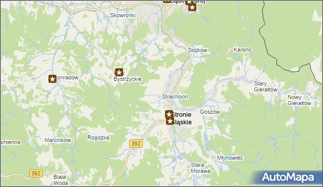 mapa Strachocin gmina Stronie Śląskie, Strachocin gmina Stronie Śląskie na mapie Targeo