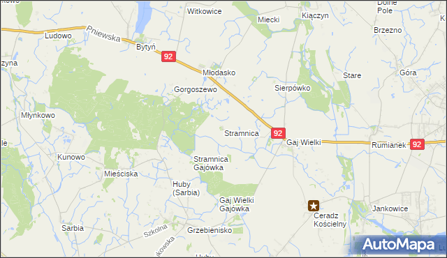 mapa Stramnica gmina Kaźmierz, Stramnica gmina Kaźmierz na mapie Targeo