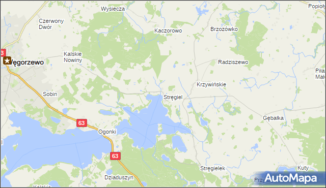 mapa Stręgiel, Stręgiel na mapie Targeo