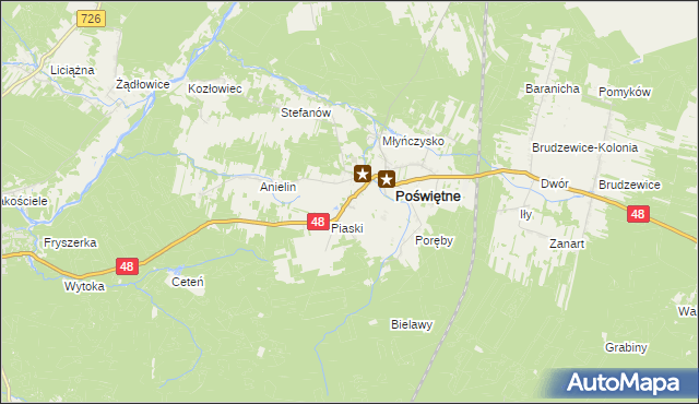 mapa Studzianna gmina Poświętne, Studzianna gmina Poświętne na mapie Targeo