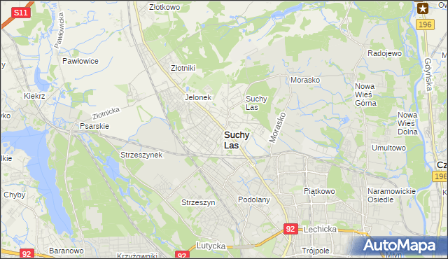 mapa Suchy Las powiat poznański, Suchy Las powiat poznański na mapie Targeo