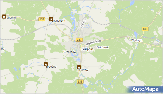 mapa Sulęcin, Sulęcin na mapie Targeo