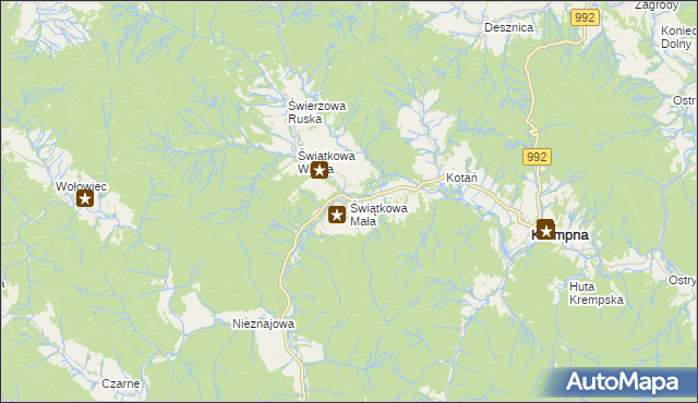 mapa Świątkowa Mała, Świątkowa Mała na mapie Targeo