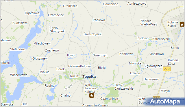 mapa Świerczyn gmina Topólka, Świerczyn gmina Topólka na mapie Targeo