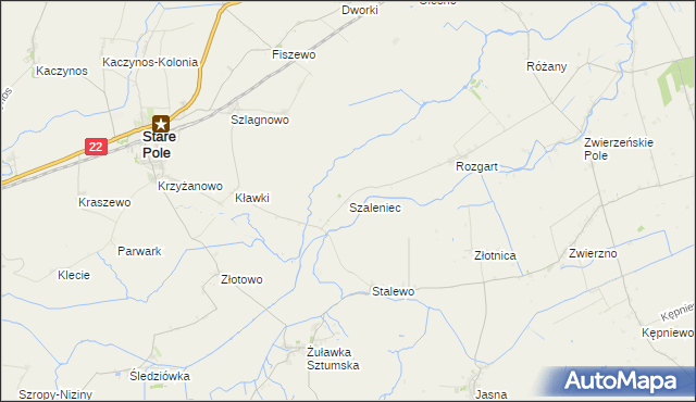 mapa Szaleniec, Szaleniec na mapie Targeo