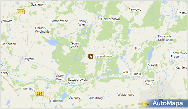 mapa Szczodrowo gmina Skarszewy, Szczodrowo gmina Skarszewy na mapie Targeo