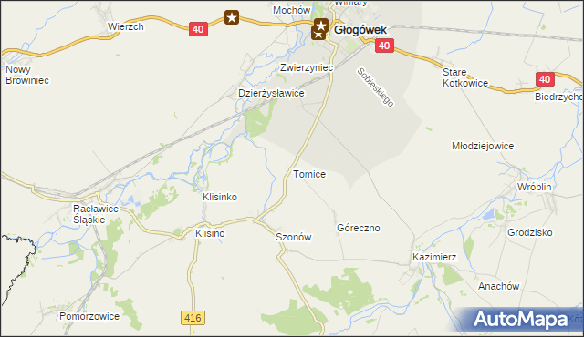 mapa Tomice gmina Głogówek, Tomice gmina Głogówek na mapie Targeo