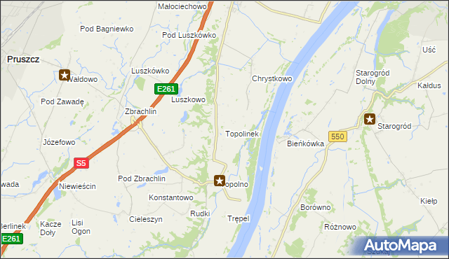 mapa Topolinek gmina Świecie, Topolinek gmina Świecie na mapie Targeo