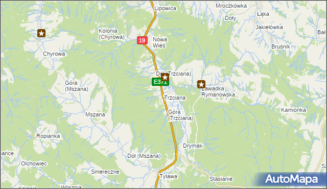 mapa Trzciana gmina Dukla, Trzciana gmina Dukla na mapie Targeo