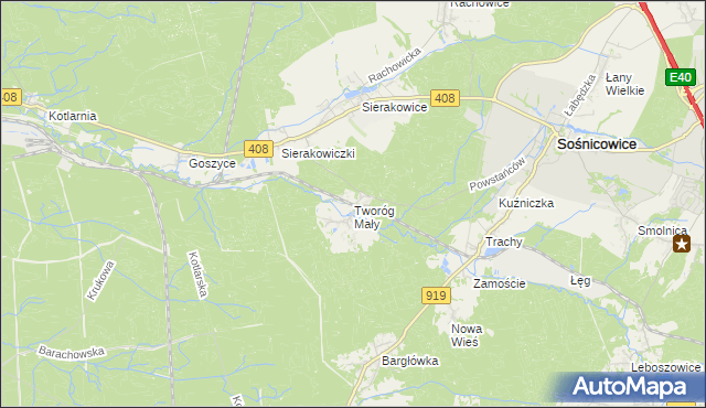 mapa Tworóg Mały, Tworóg Mały na mapie Targeo