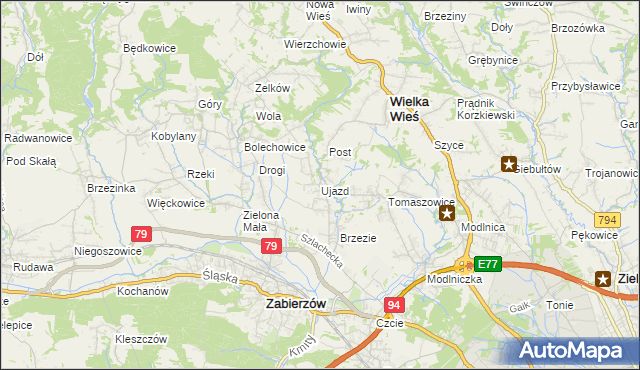 mapa Ujazd gmina Zabierzów, Ujazd gmina Zabierzów na mapie Targeo
