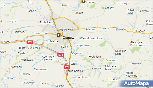 mapa Wąworków, Wąworków na mapie Targeo