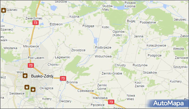 mapa Widuchowa gmina Busko-Zdrój, Widuchowa gmina Busko-Zdrój na mapie Targeo
