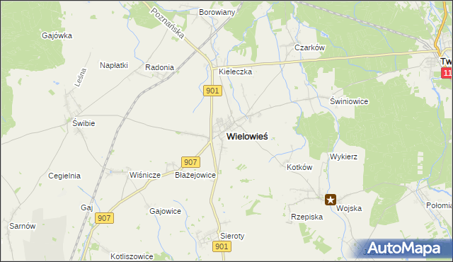 mapa Wielowieś powiat gliwicki, Wielowieś powiat gliwicki na mapie Targeo