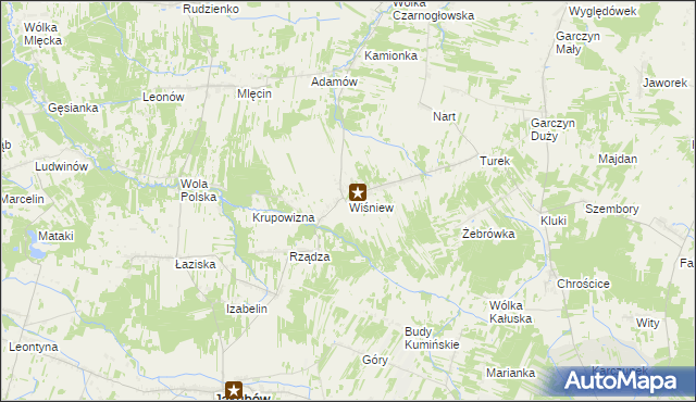 mapa Wiśniew gmina Jakubów, Wiśniew gmina Jakubów na mapie Targeo