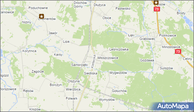 mapa Włoszczowice, Włoszczowice na mapie Targeo