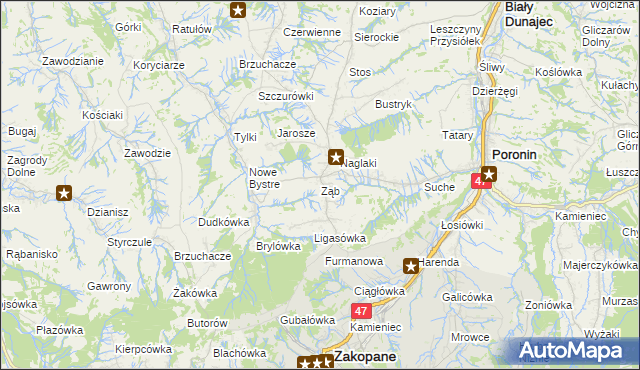 mapa Ząb, Ząb na mapie Targeo
