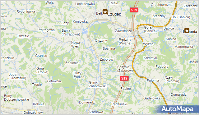 mapa Zaborów gmina Czudec, Zaborów gmina Czudec na mapie Targeo