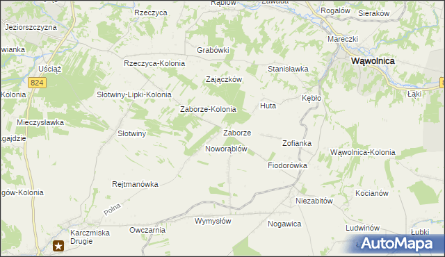 mapa Zaborze gmina Karczmiska, Zaborze gmina Karczmiska na mapie Targeo