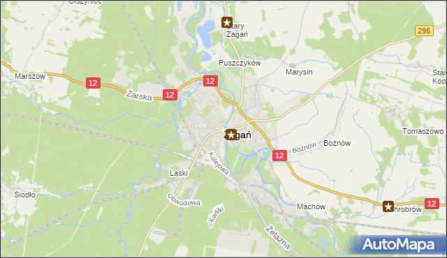 mapa Żagań, Żagań na mapie Targeo