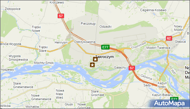 mapa Zakroczym, Zakroczym na mapie Targeo