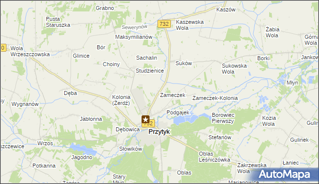 mapa Zameczek gmina Przytyk, Zameczek gmina Przytyk na mapie Targeo