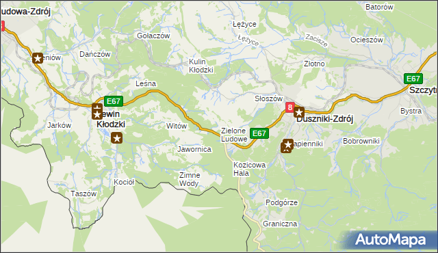 mapa Zielone Ludowe, Zielone Ludowe na mapie Targeo