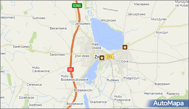 mapa Żnin, Żnin na mapie Targeo
