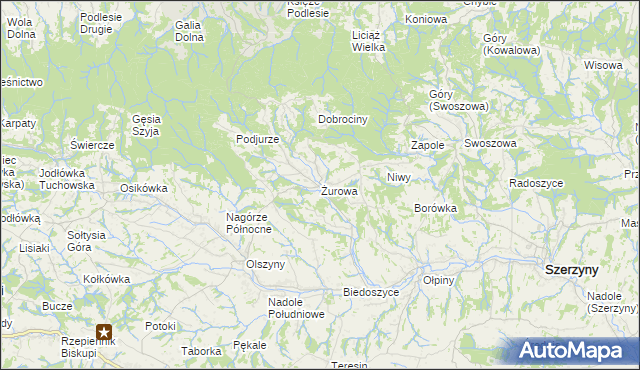 mapa Żurowa, Żurowa na mapie Targeo