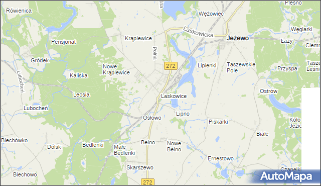 mapa Laskowice gmina Jeżewo, Laskowice gmina Jeżewo na mapie Targeo