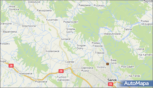 mapa Srogów Dolny, Srogów Dolny na mapie Targeo