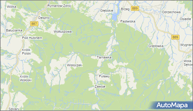 mapa Tarnawka gmina Rymanów, Tarnawka gmina Rymanów na mapie Targeo