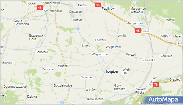 mapa Wilgoszcza, Wilgoszcza na mapie Targeo
