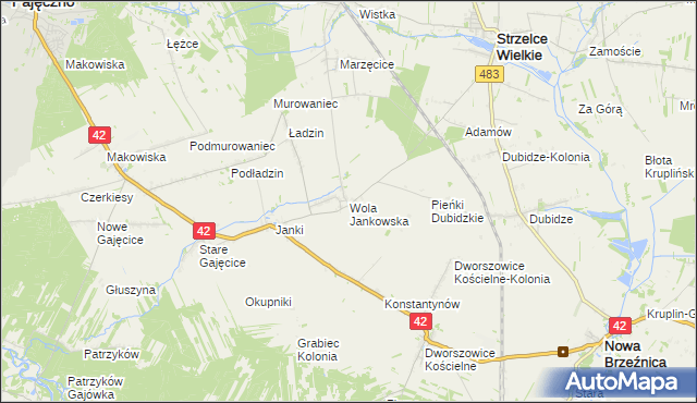 mapa Wola Jankowska, Wola Jankowska na mapie Targeo