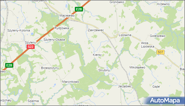 mapa Kiersy, Kiersy na mapie Targeo