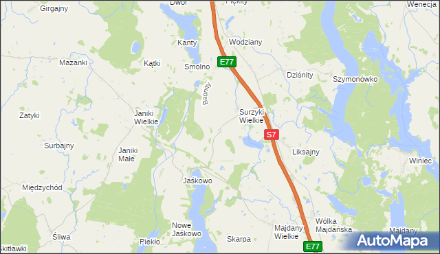 mapa Surzyki Małe, Surzyki Małe na mapie Targeo