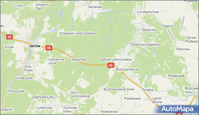 mapa Ostrów-Leśniczówka, Ostrów-Leśniczówka na mapie Targeo