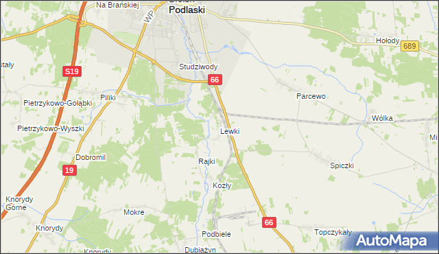 mapa Lewki gmina Bielsk Podlaski, Lewki gmina Bielsk Podlaski na mapie Targeo