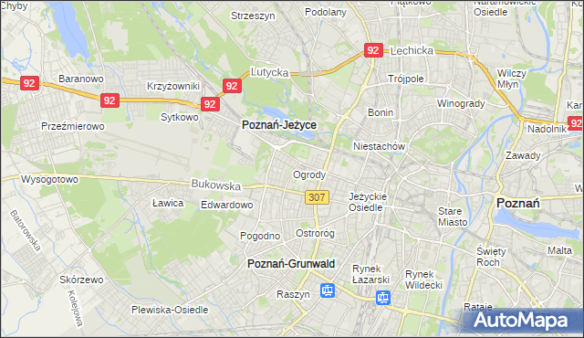 mapa Ogrody gmina Poznań, Ogrody gmina Poznań na mapie Targeo
