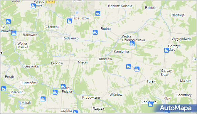 mapa Adamów gmina Dobre, Adamów gmina Dobre na mapie Targeo